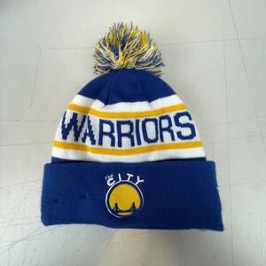 Golden State Warriors Beanie New Era Blue Yellow Pom The City Hardwood Classics